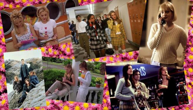 Nineties teen movies provide endless wardrobe inspiration: clockwise from top left: Romy & Michelle's High School Reunion; Clueless; Scream; Empire Records; 10 Things I Hate About You; The Craft