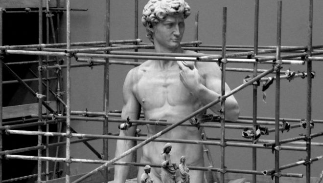 Michelangelo's David post conservation, Nov 2014 in the Weston Cast Court, V&A