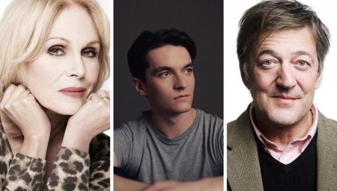 The Picture of Dorian Gray cast. Left to right: Joanna Lumley, Fionn Whitehead and Stephen Fry