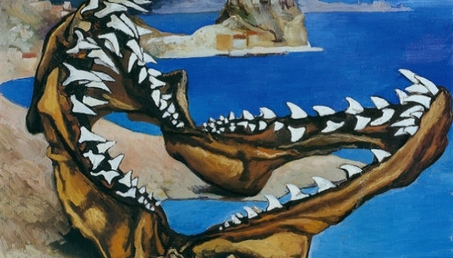 Renato Guttuso Shark's Jawbones in a Landscape, 1974 Oil on canvas, 63 x 73 cm Courtesy Galleria d'Arte Maggiore, Bologna