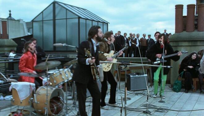 (L-R) Ringo Starr, Paul McCartney, John Lennon, and George Harrison in The Beatles: Get Back, Disney+ (Photo: Sky/Getty)