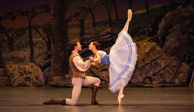 Christine Shevchenko as Giselle, Oleksii Tiutiunnyk as Albrecht. United Ukrainian Ballet, Giselle.  Photo: Mark Senior