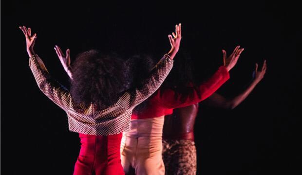 Joseph Toonga, Born to Exist. Dancers Aisha Webber, Amanda de Souza, Paris Crossley.  Photo: Karin Jonker