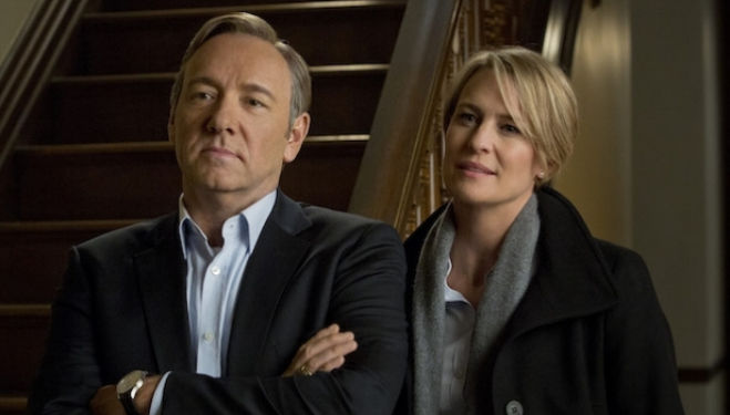 Kevin Spacey and Robin Wright as the scheming couple Frank and Claire Underwood