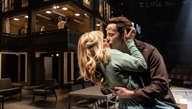 Rachael Wooding (Rose) and Robert Lonsdale (Harry) in Standing at the Sky’s Edge. Photo: Johan Persson