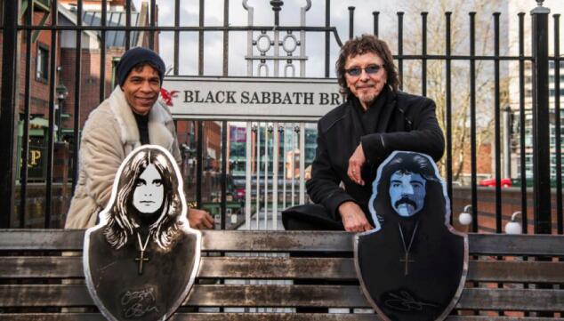 Carlos Acosta and Tony Iommi on Black Sabbath Bridge in Birmingham Photo: Drew Tommons