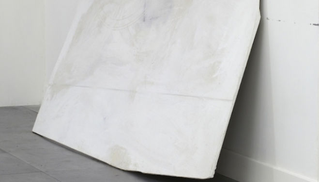 Lydia Gifford Midday (Nape) 2012 Wood, canvas, chalk, gesso, sand, paint, 143 x 264 x 43 cm
