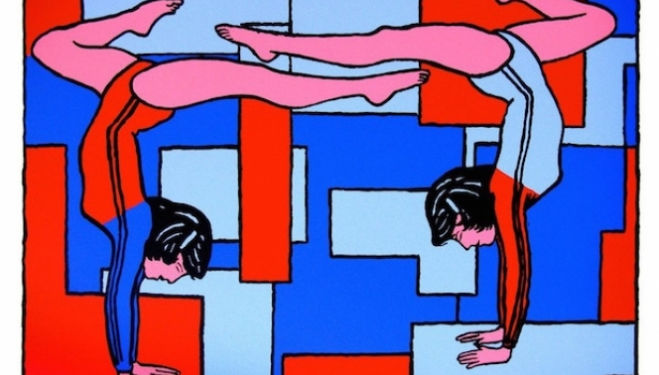 Gymnastics (2002) Derek Boshier artist, Flowers Gallery London