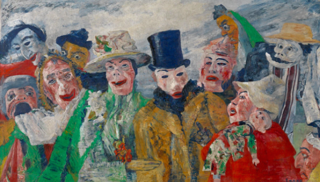 James Ensor artist, The Intrigue, 1890, © Royal Museum for Fine Arts Antwerp / www.lukasweb.be – Art in Flanders vzw. Photography: Hugo Maertens / © DACS 2015, Royal Academy London