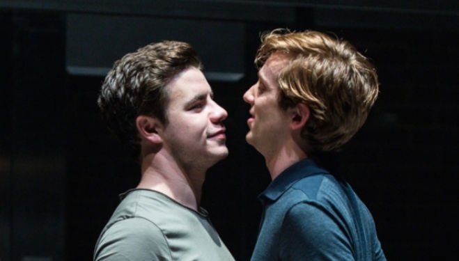 Drew (Oliver Johnstone) and Gabe (Luke Newberry): Teddy Ferrara at the Donmar Warehouse. Photo by Manuel Harlan