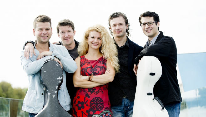 The quartet with collaborator Danjulo Ishizaka. Photo: Marco Borggreve