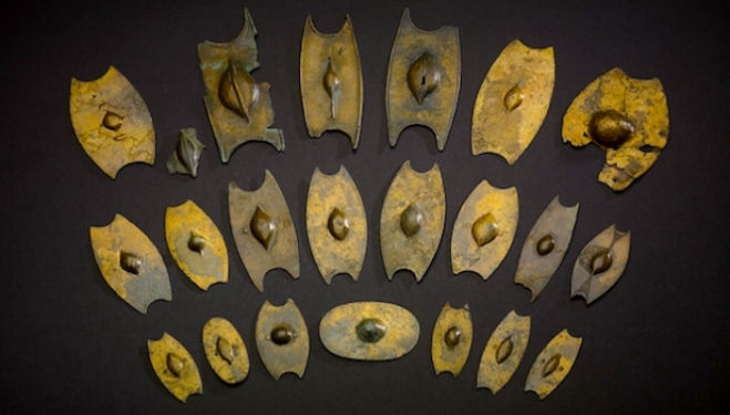 Miniature Iron Age shields from the Salisbury hoard . © The Trustees of the British Museum © The Trustees of the British Museum, Treasure Hoards
