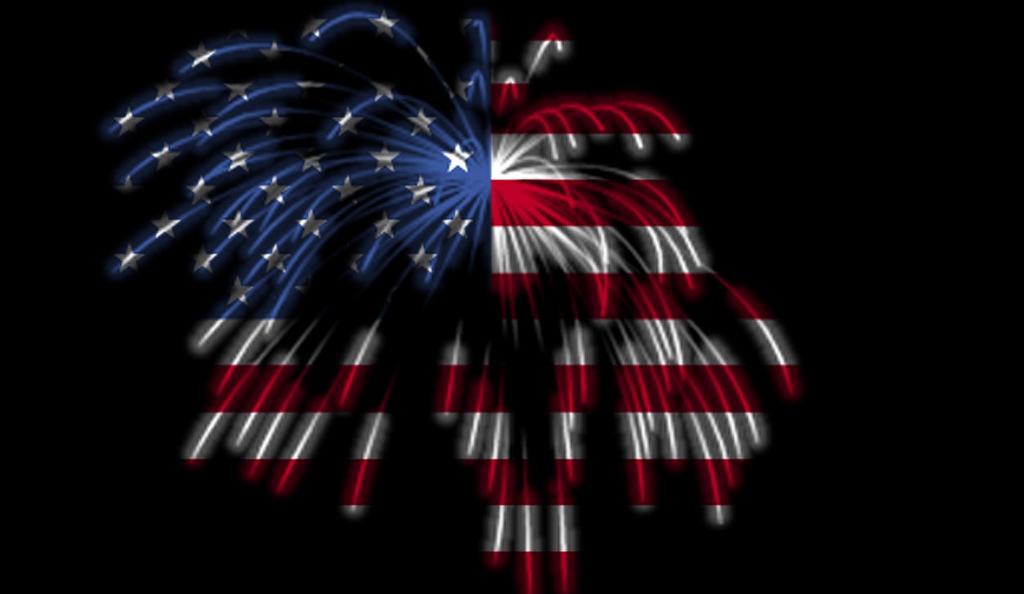 The American Flag in Fireworks by Beverly & Pack