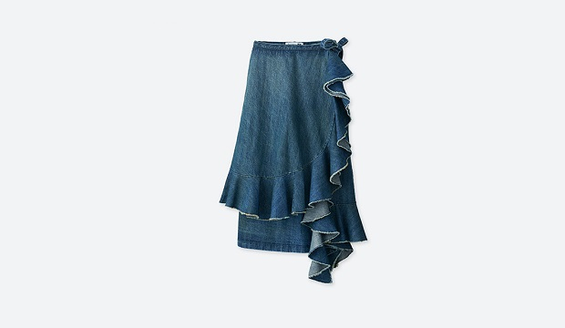 Denim ruffle wrap skirt, £49.90