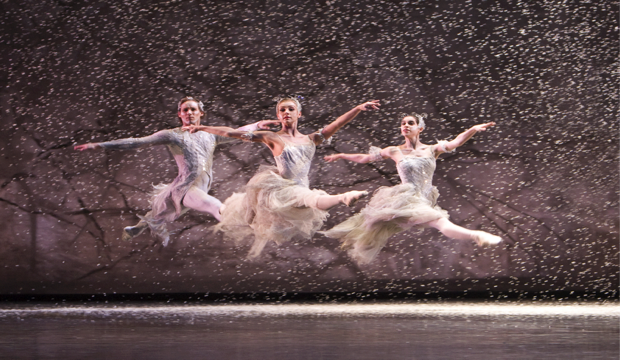 BRB The Nutcracker, Anniek Soobroy & Marion Rainer as Snowflakes, Steven Monteith as The Wind, photo Bill Cooper