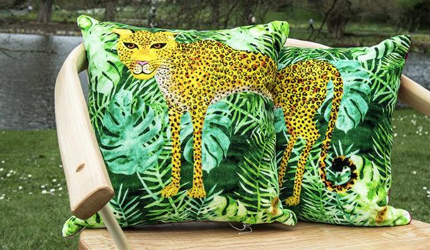 On-trend updates: Lorna Leopard Print Slinky Cat Cushion Set, Handmade in Britain