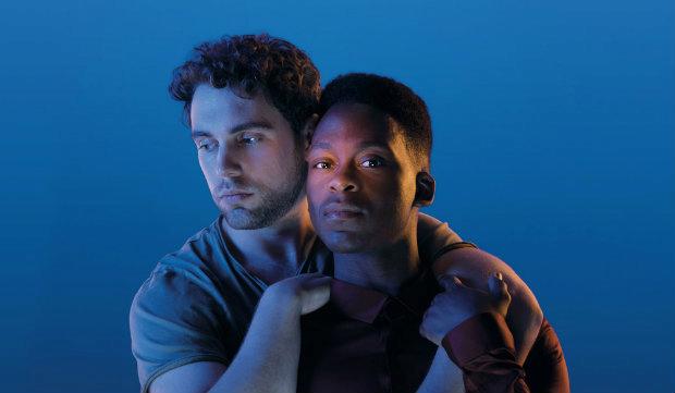 Billy Cullum (Alex) and Tyrone Huntley (Obi) in Leave to Remain at Lyric Hammersmith Theatre