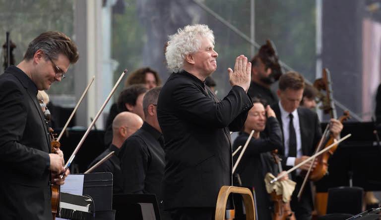 Sir Simon Rattle conducts the annual free Trafalgar Square concert