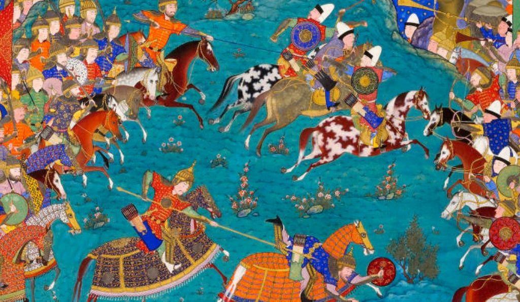 (Detail) Detached folio from an illuminated manuscript of the Shahnameh for Shah Tahmasp, 1525-1535, Tabriz. The Sarikhani Collection, I.MS.4025.