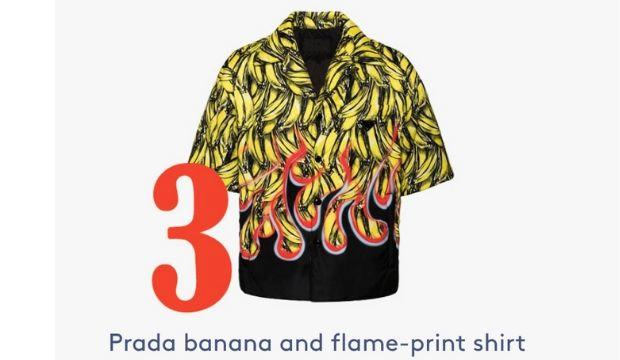 3 Prada banana and flame print shirt