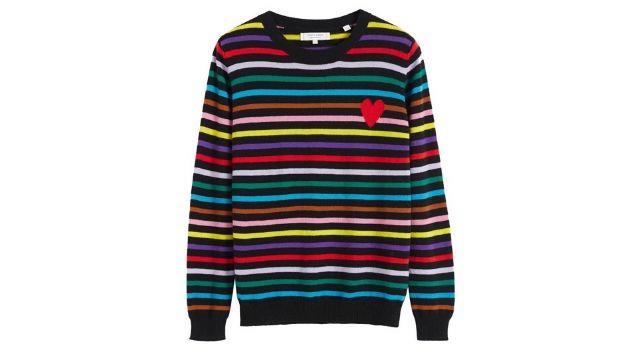 1. ​Chinti & Parker Multicoloured stripe heart cashmere sweater