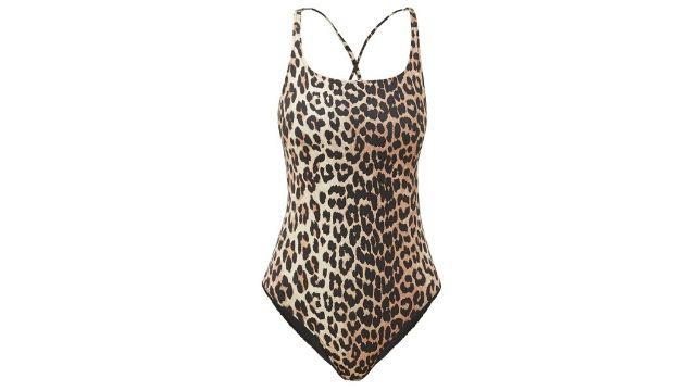 Ganni Leopard-print scoop-back swimsuit £120
