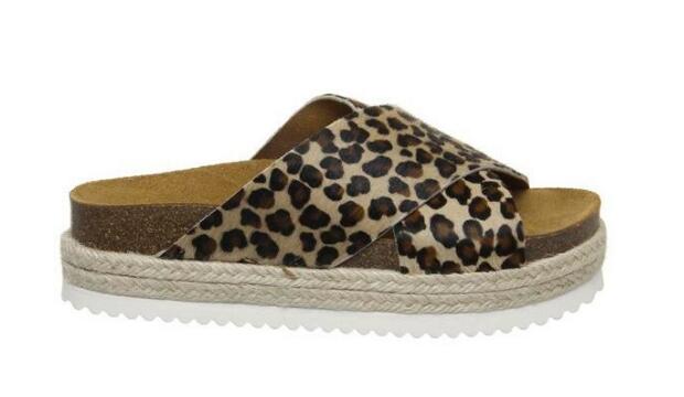 Office Mexico cross strap footbed sandals in leopard, £45