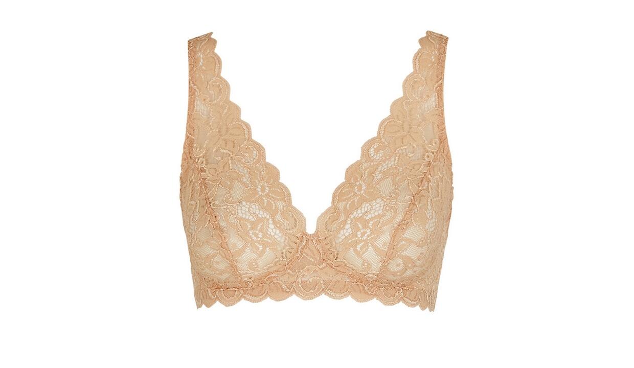Hanro Moments sand lace soft-cup bra, £60