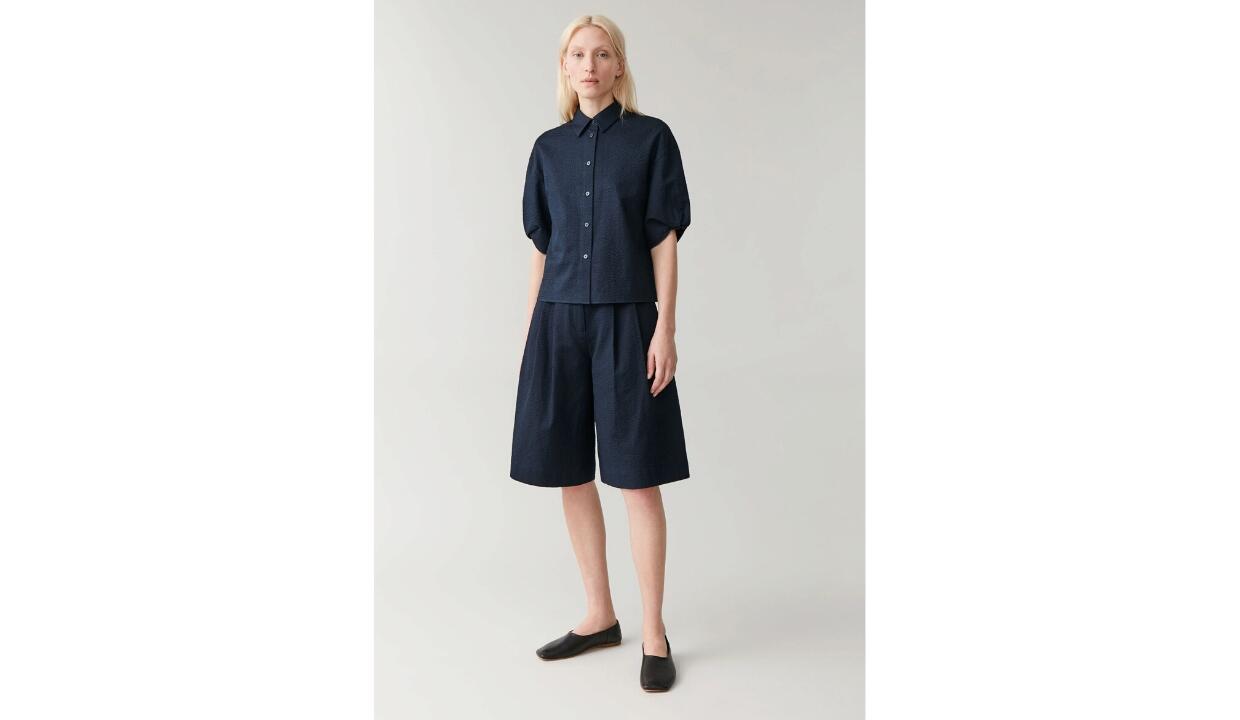 Cos multi-pleat cotton shorts, £59