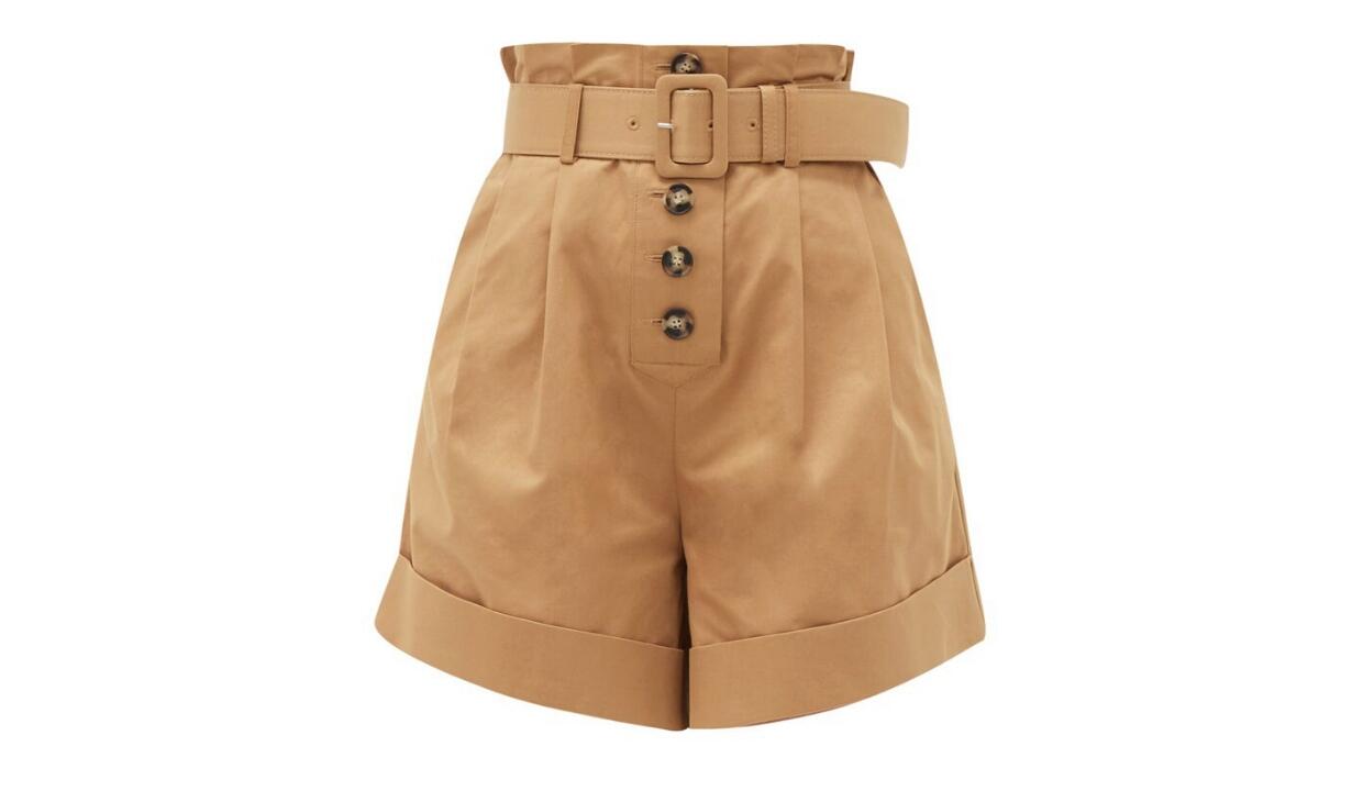 Self Portrait belted turn-up cotton shorts, £220