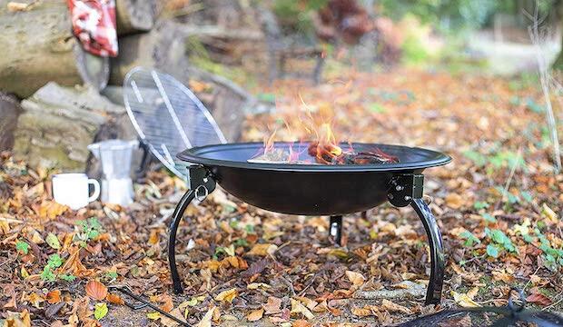Camping fire bowl with grill
