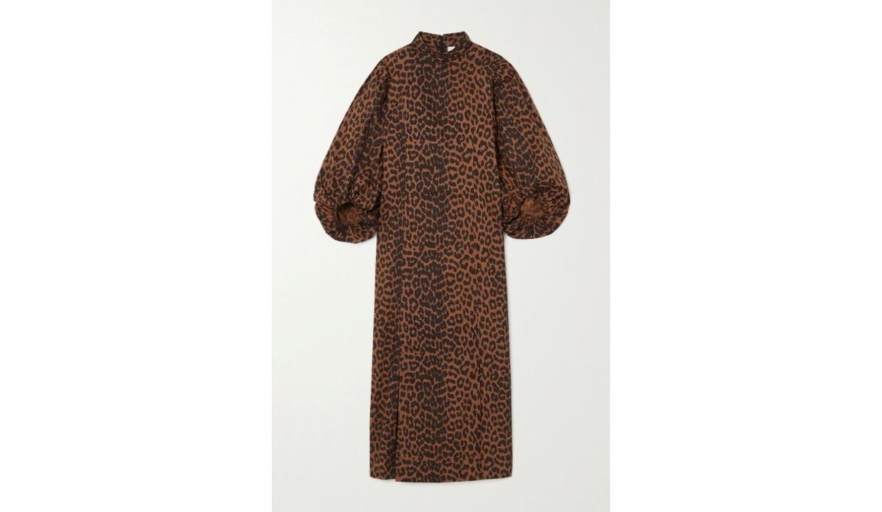 Ganni leopard-print organic cotton-poplin midi dress, £195