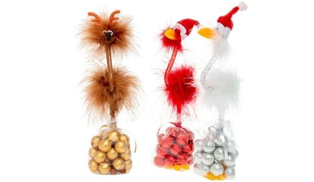 ​Candyhouse Christmas Reindeer, Santa Bird Pen and Chocolates, £6.95 each 