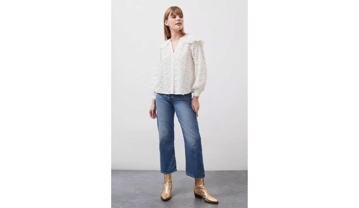 Anthropologie Marie textured ruffled blouse, £98