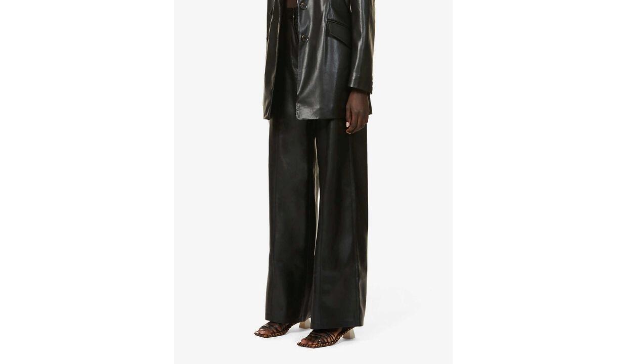 Nanushka Cleo wide-leg high-rise vegan leather trousers, £370