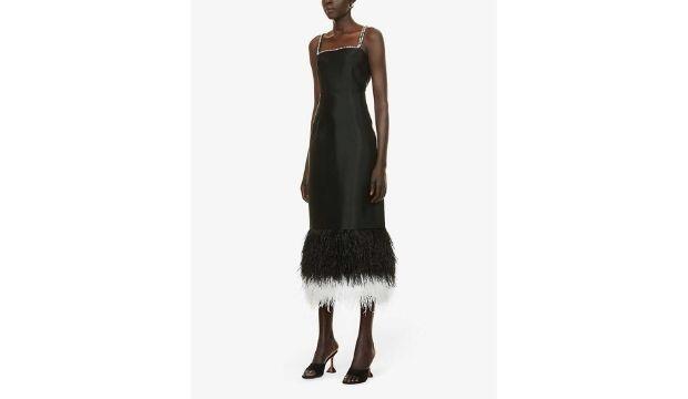 ​Huishan Zhang Astra feather-trimmed woven midi-dress, £2250