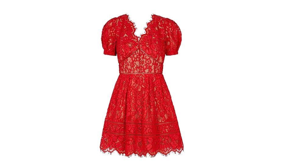 ​Self-Portrait red guipure lace minidress, £300