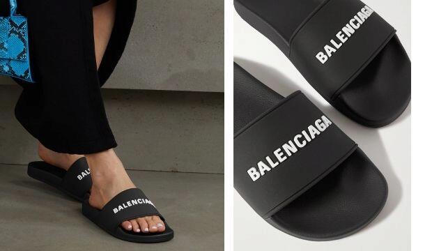 ​The sliders of the season | Balenciaga Piscine logo-embossed rubber slides, £260