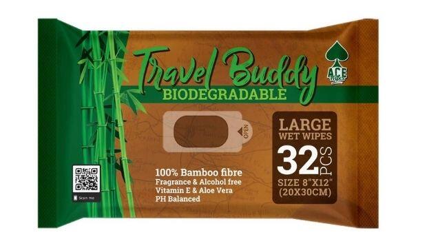 ​Freshen up | Ace Travel Buddy Large Body Wet Wipes Biodegradable, £7.97