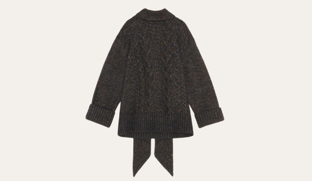 Cabled Oversized Tie Turtleneck Pullover