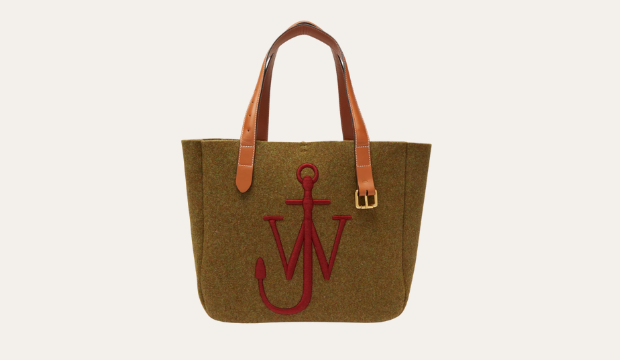 Belt embroidered-anchor felted canvas tote bag 