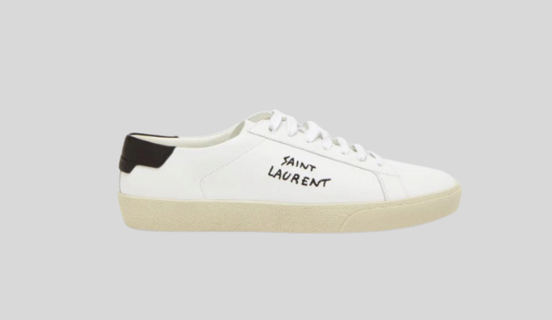 Saint Laurent Court Classic logo-embroidered leather trainers, £475