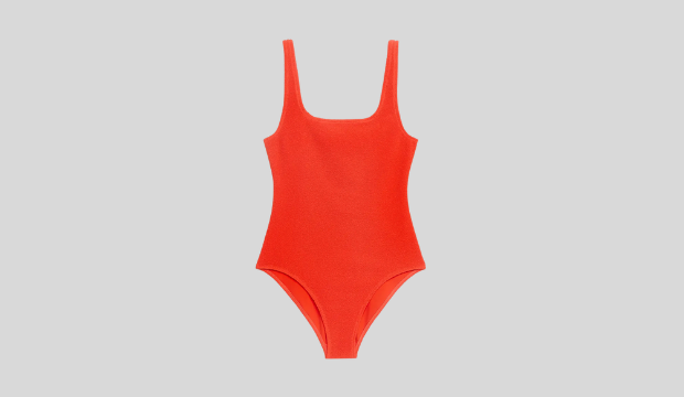Crinkle Square Neck Swimsuit