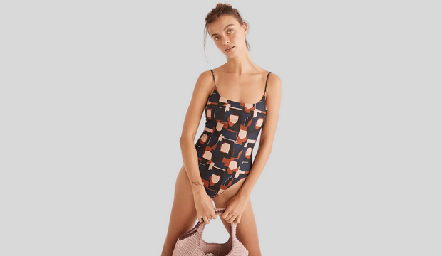 Madewell Second Wave Spaghetti-Strap One-Piece Swimsuit in Color Collage