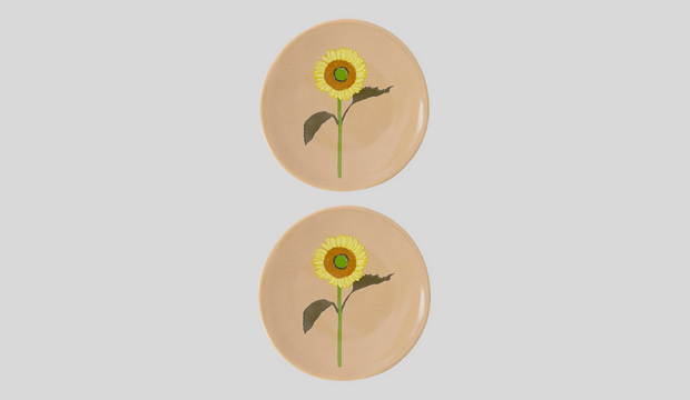 Set of two Sunflower stoneware side plates, Bernadette 