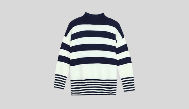 Wool Rich Striped Jumper With Cashmere