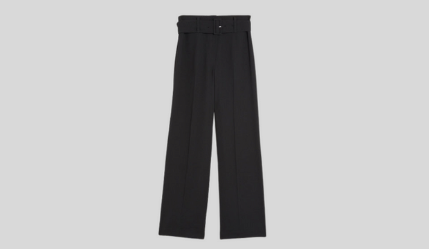 Crepe Belted Wide Leg Trousers