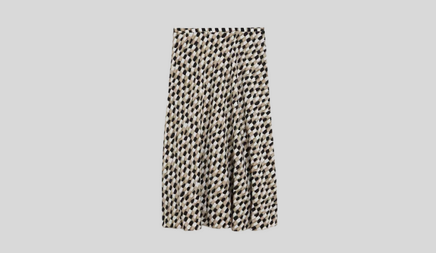 Pure Silk Printed Midaxi A-Line Skirt