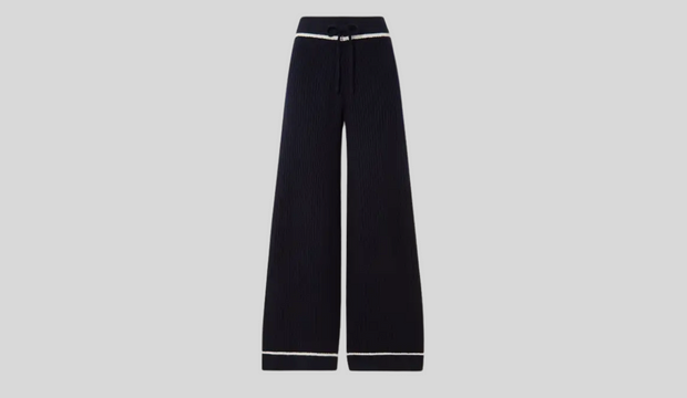  Veronica ribbed cashmere and wool-blend wide-leg track pants