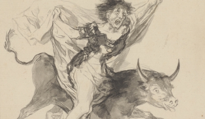 Francisco Goya (1746-1828)  Nightmare,  c. 1816-20, Brush, black and grey ink,  264 x 181 mm,  The Morgan Library and Museum, New York